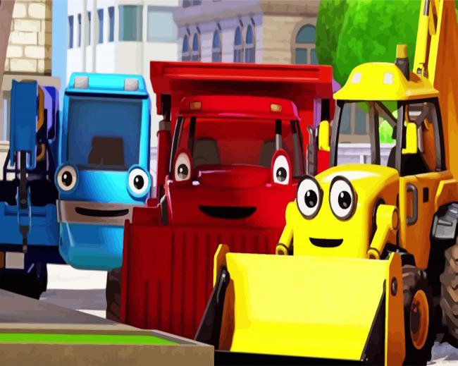 Bob The Builder Vehicles Characters - 5D Diamond Painting -  