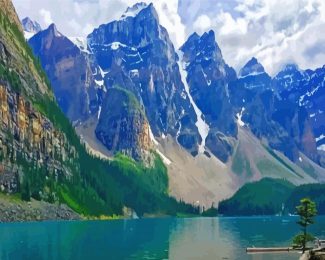 Canada Jasper Snowy Mountains diamond painting