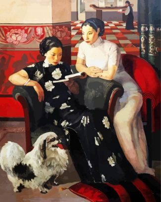 Chinese Women Reading diamond painting