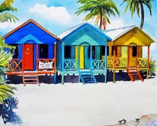 Colorful Beachhouses diamond painting