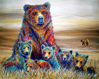 Colorful Bears Family diamond painting