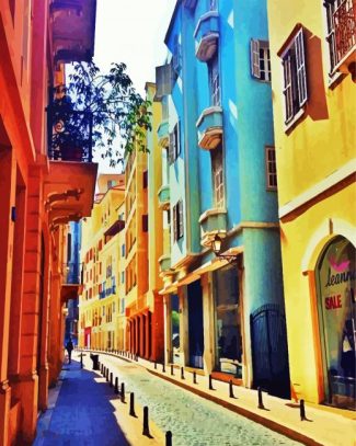 Colorful Buildings In Beirut diamond painting