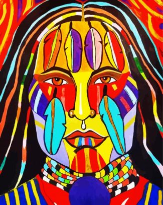 Colorful Indigenous Girl diamond painting