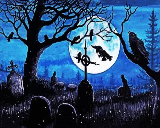 Crows In Graveyard diamond painting