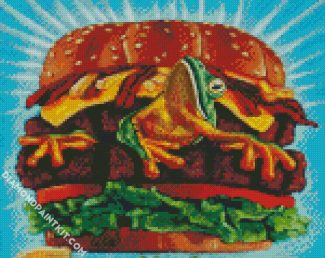 Frog In Burger diamond painting