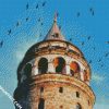 Galata Tower Surrounded By Birds diamond painting