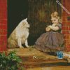 Girl And Dog On Doorstep iamond painting