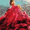 Girl With a Red Ball Gown Dress diamond painting