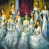 Girls Wearing Ball Gown Dresses diamond painting