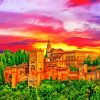 Granada Alhambra Palace At Sunset diamond painting