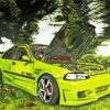 Green Honda Civic Car Art diamond painting