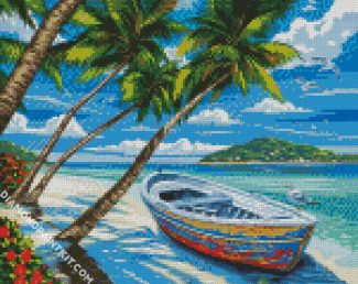 Boating In The Beach Art diamond painting