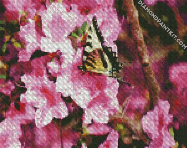 Butterfly On Azaleas Flower diamond painting
