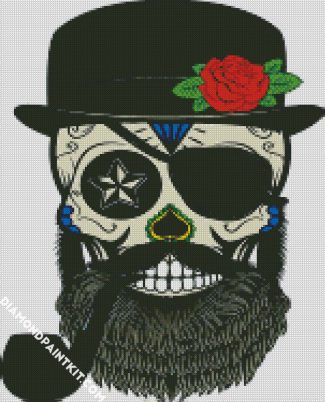 Day Of The Dead Pirate Skull With Beard diamond painting