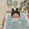 Girl Underwater In The Bathtub diamond painting