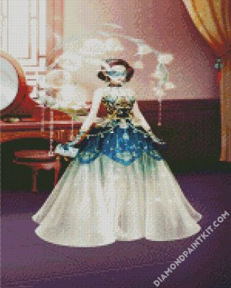 Masked Girl Wearing a Ball Gown Dress diamond painting