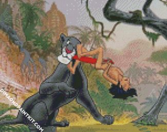Mowgli And Bagheera diamond painting