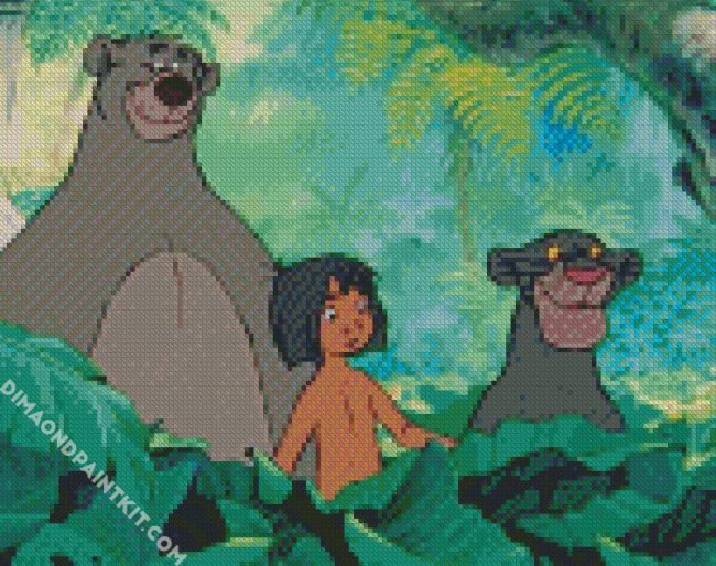 Mowgli And Bagheera And Baloo diamond painting