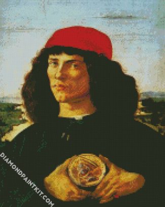 Portrait Of A Man With a Medal Of Cosimo The Elder By Botticelli diamond painting
