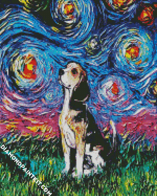 Starry Night Beagle Dog - 5D Diamond Painting 