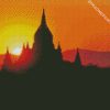 Sunset In Bagan Silhouette diamond painting