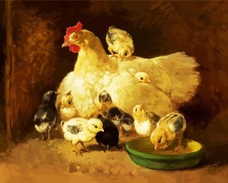 Hen With Chicks diamond painting