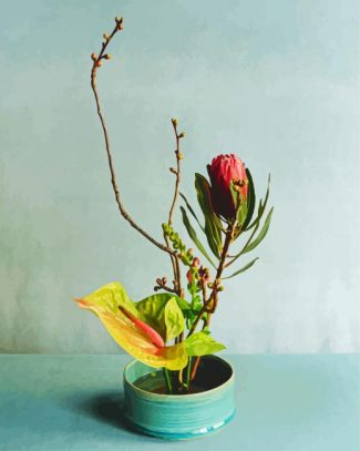 Ikebana Protea diamond painting