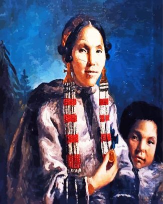 Indigenous Woman And Son diamond painting