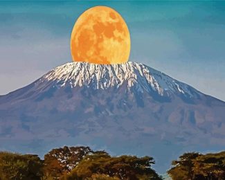 Kenya Full Moon Kilimanjaro Mountain diamond painting