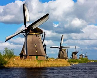 Kinderdijk Windmills diamond painting