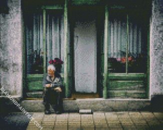 Man Sitting On Doorstep diamond painting