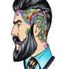 Man With Long Beard And Colorful Tattoos diamond painting