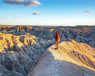 Man On The Top Of Badlands National Park diamond painting