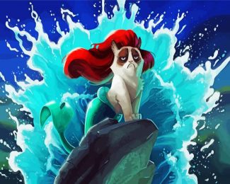 Mermaid Grumpy Cat diamond painting