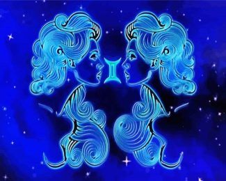 Neon Gemini Zodiac Sign diamond painting