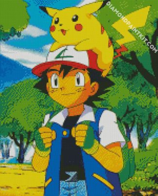 Pikachu With Ash diamond painting