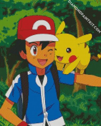 Pokemon Pikachu And Ash diamond painting