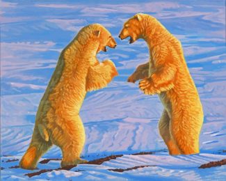 Polar Bears Fight diamond painting