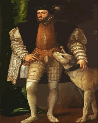 Portrait Of Charles V With a Dog Tiziano diamond painting