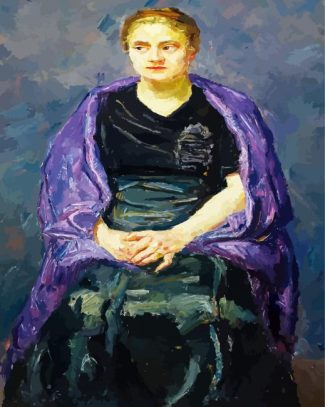 Portrait Of Mink With Violet Sabwl By Beckmann diamond painting