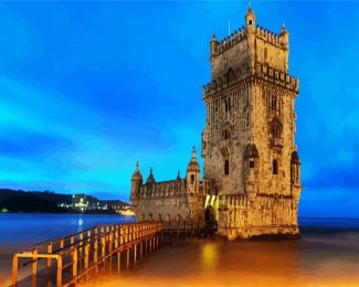 Portugal Belem Tower At Night diamond painting