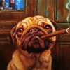 Pug Smoking Cigar diamond painting