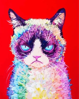 Rainbow Grumpy Cat diamond painting