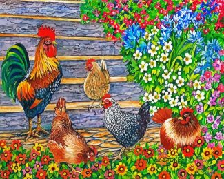 Rooster And Hen diamond painting