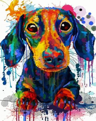 Splatter Dachshund Dog diamond painting