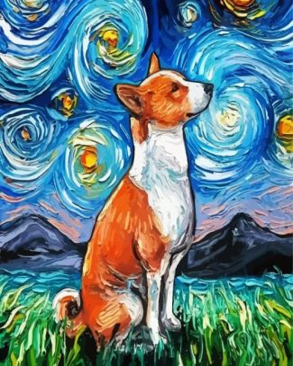 Starry Night Basenji Dog diamond painting