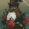 Steampunk Owl With A Vintage Clock And Rose diamond painting