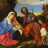 The Holy Family With A Shepherd By Tiziano diamond painting