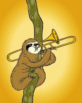 Trombone Sloth diamond painting
