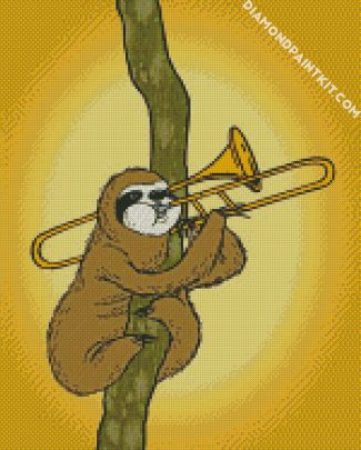 Trombone Sloth diamond painting